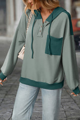Color Blocking Twisted Strip Hooded Sweatshirt