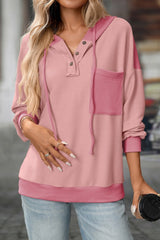 Color Blocking Twisted Strip Hooded Sweatshirt