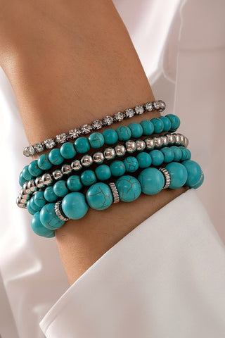 Multilayer Alloy Rhinestone Beading Bracelet