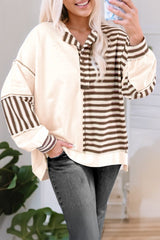 Stripe Stitched Detail Oversized Pullover Top