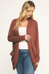 Soft Wrap Shirred Sided Open Cardigan