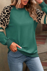 Leopard Stripes Color Block Sweatshirt