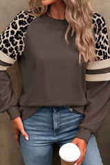 Leopard Stripes Color Block Sweatshirt