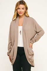 Soft Wrap Shirred Sided Open Cardigan