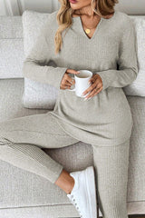 Long Sleeve V-Neck Lounge Set