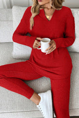 Long Sleeve V-Neck Lounge Set