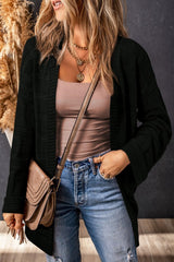 Solid Color Open Front Pocket Cardigan