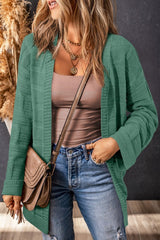 Solid Color Open Front Pocket Cardigan