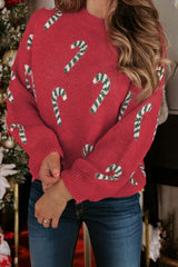 Candy Cane Drop Shoulder Sweater