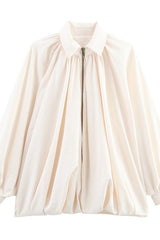 Loose Fit Pleated Zip Jacket