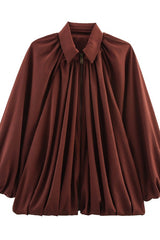 Loose Fit Pleated Zip Jacket