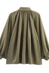 Loose Fit Pleated Zip Jacket