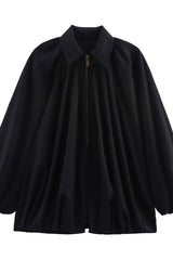 Loose Fit Pleated Zip Jacket