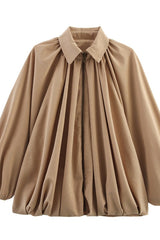 Loose Fit Pleated Zip Jacket