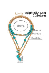Turquoise Detail Cable Chain Layered Necklace Set