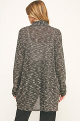 Shirred Long Sleeve Pocket Cardigan