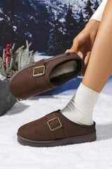 Suede Buckle Strap Detail Clog Slippers