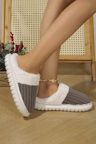 Ribbed Plush Slippers