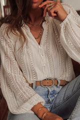 Lace V-neck Single Breasted Shirt