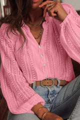 Lace V-neck Single Breasted Shirt