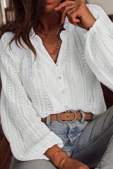 Lace V-neck Single Breasted Shirt