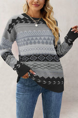 Diamond Jacquard Multi-color Knitted Sweater