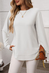 Textured Basic Long Sleeve Top