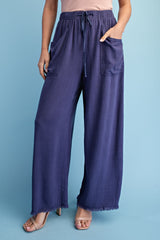 Frayed Cropped Wide Leg Pants