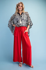 Frayed Cropped Wide Leg Pants