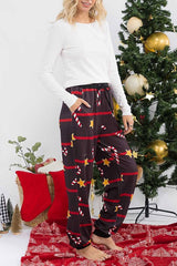 Elastic Waist Front Pocket Self Tie Holiday Pants