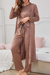 3 Piece Lounge Set Cardigan Top Pants