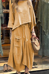 2-piece Casual Solid Color Loose Skirt Set