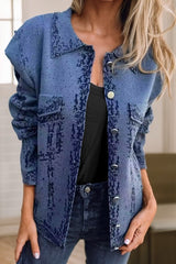 Abstract Print Collared Jacket