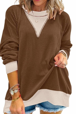 Textured Color Block Sweatshirt