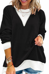 Textured Color Block Sweatshirt