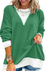 Textured Color Block Sweatshirt