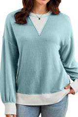 Textured Color Block Sweatshirt