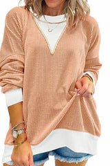 Textured Color Block Sweatshirt