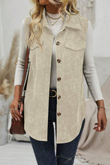 Corduroy Lapel Sleeveless Vest