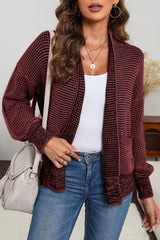 Chunky Knit Pockets Drop Sleeve Cardigan