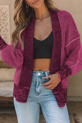 Chunky Knit Pockets Drop Sleeve Cardigan