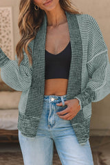 Chunky Knit Pockets Drop Sleeve Cardigan