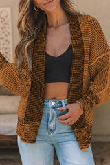 Chunky Knit Pockets Drop Sleeve Cardigan