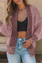 Chunky Knit Pockets Drop Sleeve Cardigan