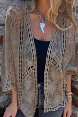 Bat Sleeve Embroidery Cardigan