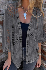 Bat Sleeve Embroidery Cardigan