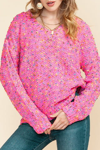 Mixed Color Chunky Knit Sweater