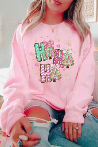 Ho Ho Ho Christmas Tree Graphic Sweatshirt