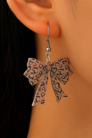 Stylish Leopard Bow Stainless Hook Earrings