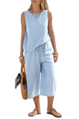 Round-neck Striped Two-piece Set